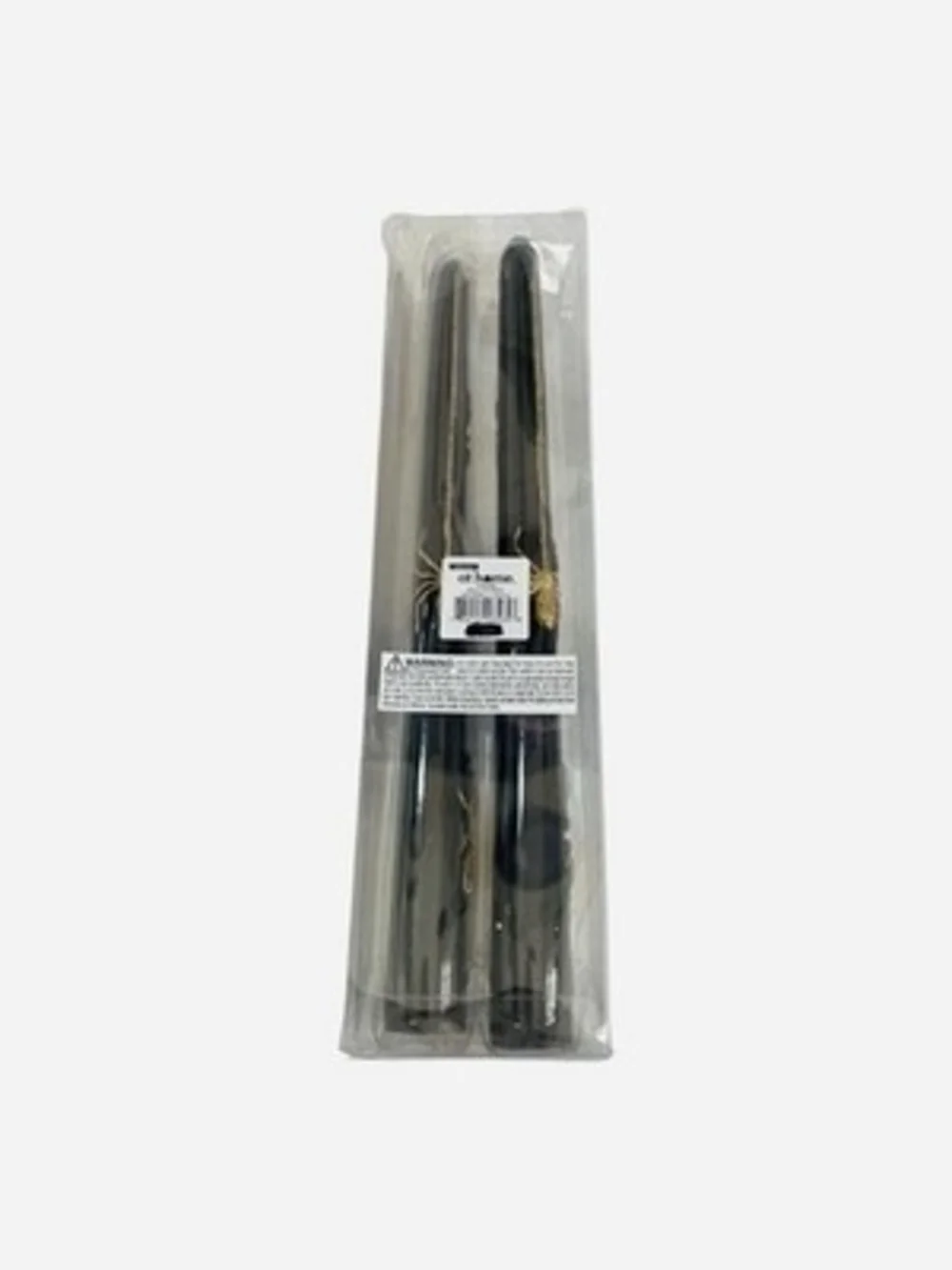 At Home 10 Inch Black Taper Candles with Gold Spider Set of 2 Halloween NIP